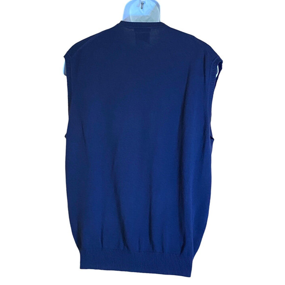 Jos A Bank Mens Large 100% Pima Cotton Pullover Navy Casual Sweater Vest - Picture 2 of 6